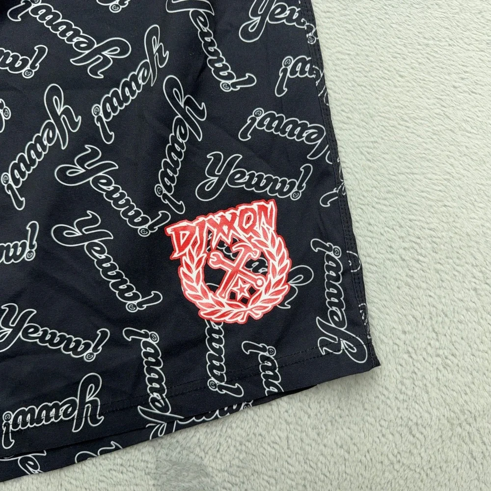 Dixxon Board Shorts Mens 38 Black Yeww Live Fast Graphic Print Swim Trunks